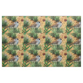 白い冠のついた雀の織物 ファブリック (ファットクウォーター)