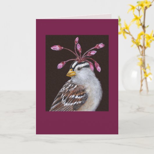 白い冠をかぶった雀のカードをピエール カード (黄色い花)