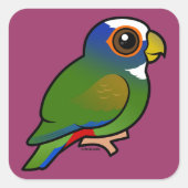 白い冠を付けたオウム スクエアシール (正面)