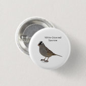 白い冠を持つ雀 缶バッジ (正面&裏面)