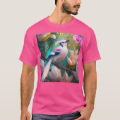 白い冠を持つ頬の赤い幻想の鳥 Tシャツ (正面)