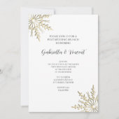 白い冬のウェディングポスト ブランシュ 招待状 ゴールドスノーフレーク (正面)
