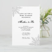 白い冬のスノーフレーク赤ちゃんシャワー 招待状 (スタンド正面)