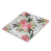 白い冬のフローラエレガントと金ゴールドのグリッター点 タイル (側面)