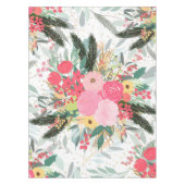 白い冬のフローラエレガントと金ゴールドのグリッター点 テーブルクロス (正面)