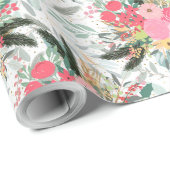 白い冬のフローラエレガントと金ゴールドのグリッター点 ラッピングペーパー (ロールコーナー)