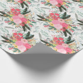 白い冬のフローラエレガントと金ゴールドのグリッター点 ラッピングペーパー (角)