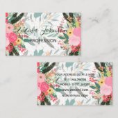 白い冬のフローラエレガントと金ゴールドのグリッター点 名刺 (正面/裏面)