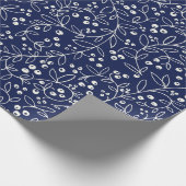 白い冬のベリーオンネイビー ラッピングペーパー (角)