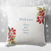 白い冬のホリーベリーメリークリスマス クッション