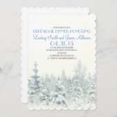 白い冬の森のリハーサルの夕食の招待 招待状 (正面/裏面)