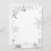 白い冬の森林赤ちゃんシャワーの外は寒い 招待状 (裏面)