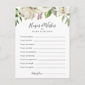 白い冬の牡丹の赤ちゃんシャワー希望&ウィッシュカード ポストカード (正面)