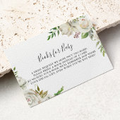 白い冬の牡丹フローラ赤ちゃんシャワーブックリクエスト エンクロージャーカード