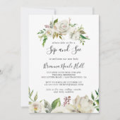 白い冬の牡丹フローラsipと参照 招待状 (正面)