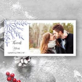 白い冬の結婚式にブルースノーフレークありがとう サンキューカード