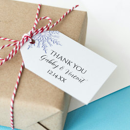 白い冬の結婚式のブルースノーフレークメッセージカード ギフトタグ