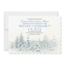 白い冬の結婚式の招待状