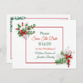 白い冬の結婚式をテーマに日付はがきを保存 案内ポストカード (正面/裏面)