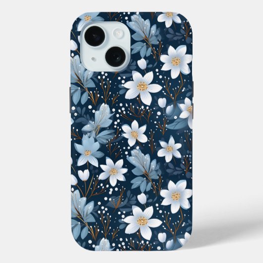 白い冬の花のパターン Case-Mate iPhoneケース (裏面)
