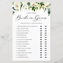 白い冬の花は誰が花嫁または花婿ゲームを推測