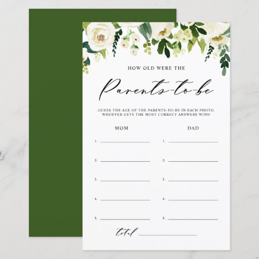 白い冬の花親カード (正面/裏面)