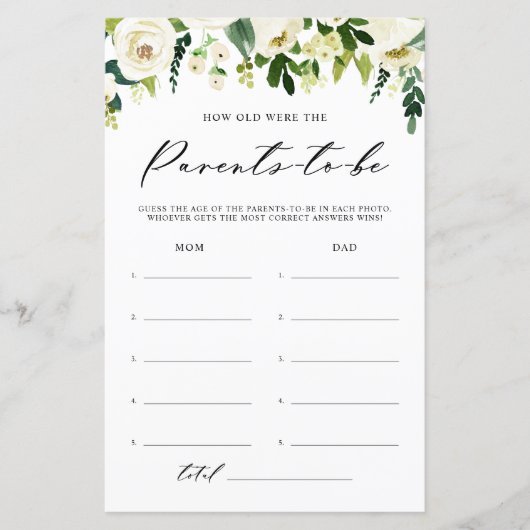 白い冬の花親カード (正面)