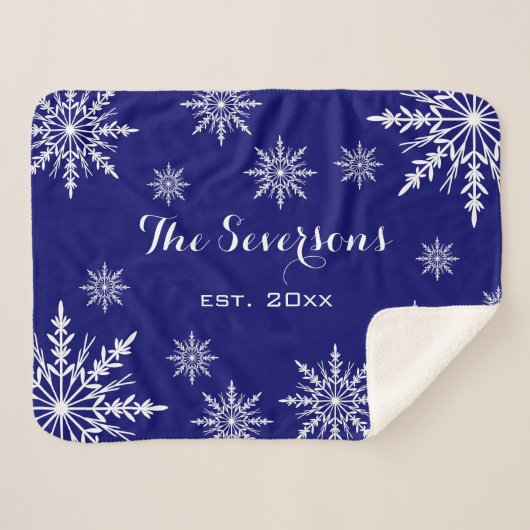 白い冬の雪が青に シェルパブランケット (正面(横))