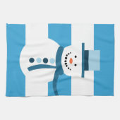 白い冬の雪だるま キッチンタオル (横)