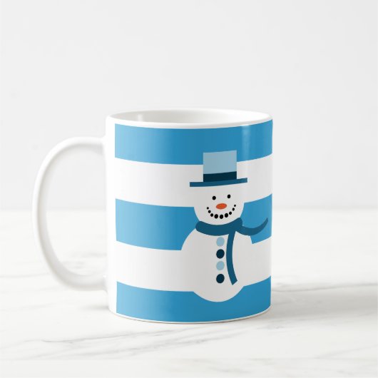 白い冬の雪だるま コーヒーマグカップ (左)