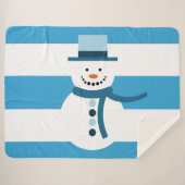 白い冬の雪だるま シェルパブランケット (正面(横))