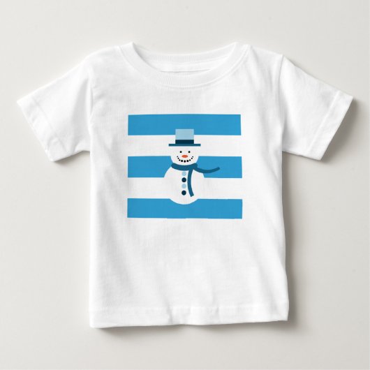 白い冬の雪だるま ベビーTシャツ (正面)