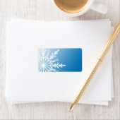 白い冬の雪の結晶（青） ラベル (インサイチュ)