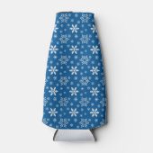 白い冬の雪片のある青 ボトルクーラー (正面)