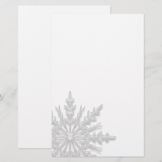 白い冬の雪片 便箋 (正面/裏面)