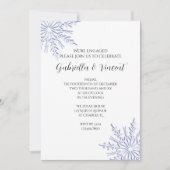 白い冬の青い雪の結晶　エンゲージメントパーティーのお知らせ 招待状 (正面)