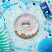 白い凍らされたドーナツ紙皿 ペーパープレート (パーティー)