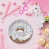 白い凍らされたドーナツ紙皿 ペーパープレート (パーティー)