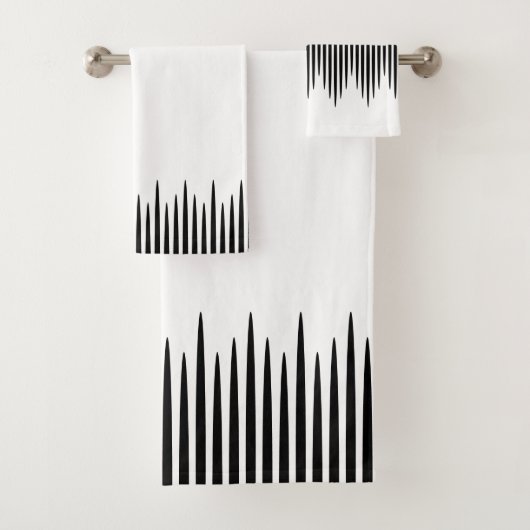 白い凹凸千鳥黒線バスタオルセット バスタオルセット (インサイチュ)