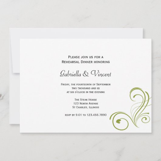 白い出血ハート結婚のリハーサルディナー 招待状 (裏面)