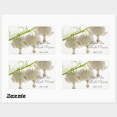 白い出血ハート結婚の感謝メッセージカード 長方形シール (シート)