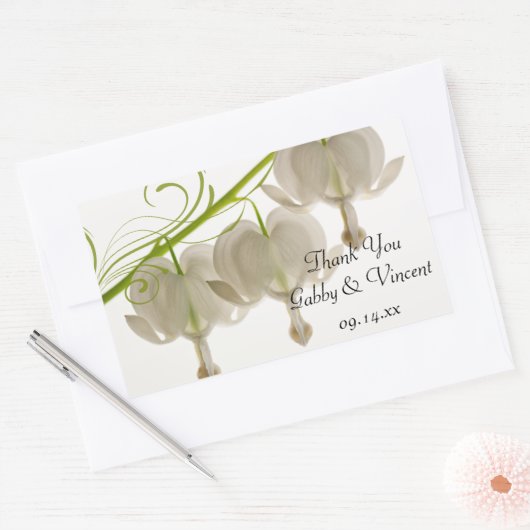 白い出血ハート結婚の感謝メッセージカード 長方形シール (封筒)