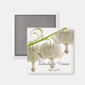 白い出血ハート結婚の花 マグネット (正面/裏面)