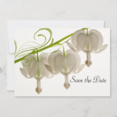 白い出血ハート花結婚式の日付を保存 招待状 (正面)