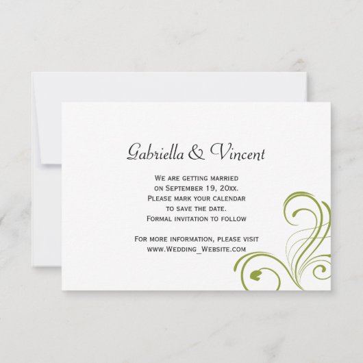 白い出血ハート花結婚式の日付を保存 招待状 (裏面)