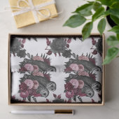 白い切り離しのフクロウと花 薄葉紙 (ギフト)