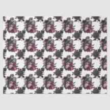 白い切り離しのフクロウと花