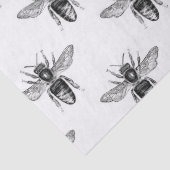 白い切り離しの上に黒いミツバチ 薄葉紙 (詳細)