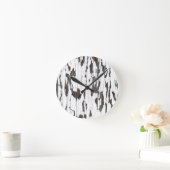 白い剥絵を描離 ラウンド壁時計 (ホーム)