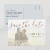 白い動揺して三角形の写真日付を保存 セーブザデート (正面/裏面)